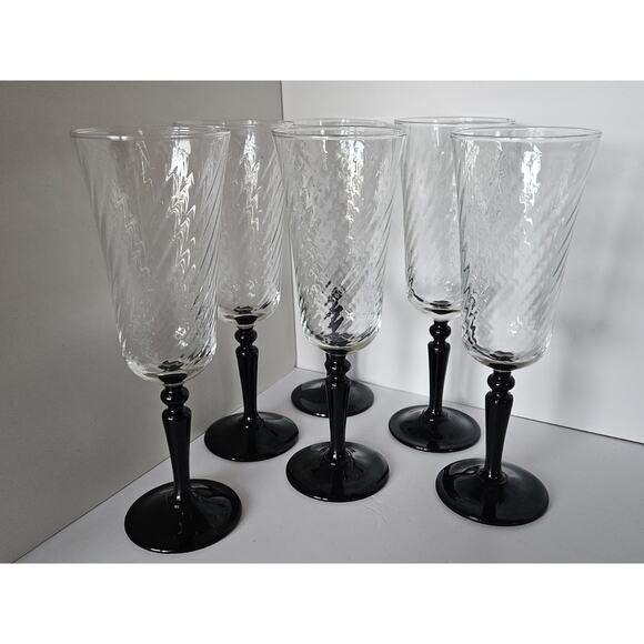 Luminarc Cristal d'Arques Onyx 5 oz. Champagne Flutes Set of 6 France - Picture 1 of 10